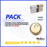PACK SEGURIDAD KESO PREMIUM + ESCUDO ACORAZADO BASSET DORADO