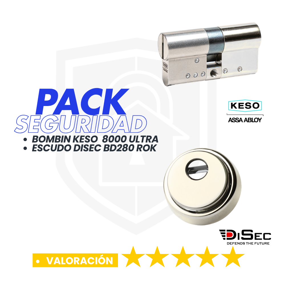 Pack de Seguridad KESO 8000 Omega2 Ultra + Escudo DISEC Kripton BKS280
