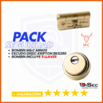 PACK SEGURIDAD M&C MINOS + ESCUDO DISEC KRIPTON BKS280 DORADO