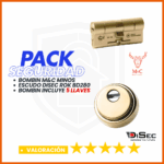 PACK SEGURIDAD M&C MINOS + ESCUDO DISEC ROK BD280 DORADO