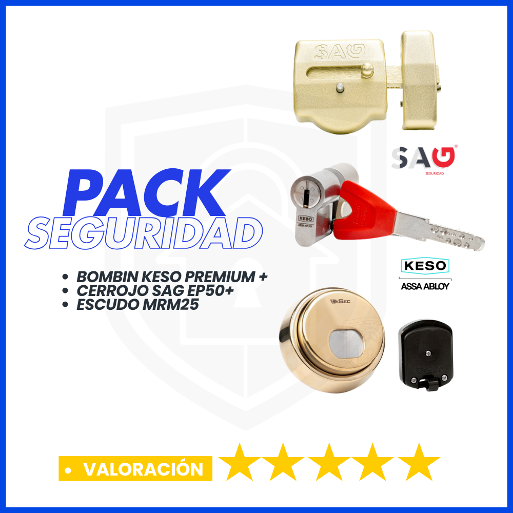 PACK DE SEGURIDAD CERROJO SAG EP50+KESO PREMIUM + DISEC MRM25 LATON