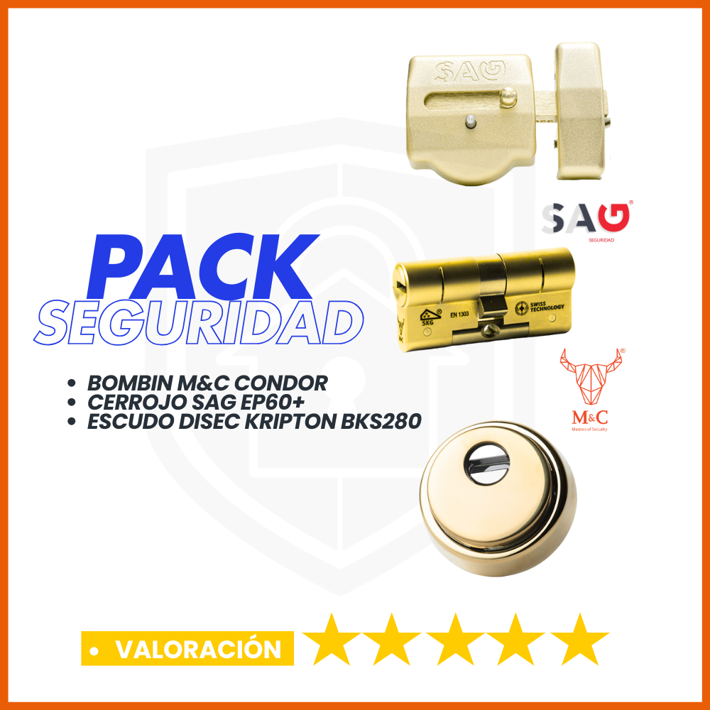 PACK DE SEGURIDAD CERROJO SAG EP60+M&C CONDOR + DISEC KRIPTON LATON